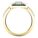 0.65 Carat (ctw) 10K Yellow Gold Baguette & Round Cut White & Blue Diamond Engagement Bridal Ring
