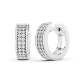 0.20 Carat (ctw) 10K White Gold Round Cut White Diamond Huggies Hoop Earrings 1/5 CT