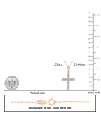 0.18 Cttw Round White Diamond Micro-Pave Cross Slider Unisex Pendant Necklace with 18 inch Gold Chain in 10K Rose Gold