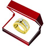 IGI CERTIFIED 1.85 Carat (ctw) 14K Yellow Gold Marquise Baguette & Round Cut Diamond Ladies Ring