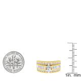 IGI CERTIFIED 1.85 Carat (ctw) 14K Yellow Gold Marquise Baguette & Round Cut Diamond Ladies Ring