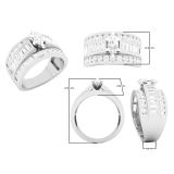 1.85 Carat (ctw) 18K White Gold Marquise Baguette & Round Cut Diamond Ladies Engagement Ring
