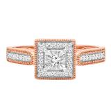 0.20 Carat (ctw) 10K Rose Gold Round Diamond Ladies Vintage Bridal Engagement Ring 1/5 CT