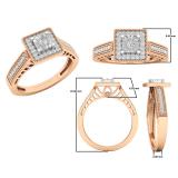 0.20 Carat (ctw) 10K Rose Gold Round Diamond Ladies Vintage Bridal Engagement Ring 1/5 CT