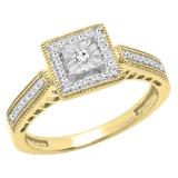 0.20 Carat (ctw) 10K Yellow Gold Round Diamond Ladies Vintage Bridal Engagement Ring 1/5 CT