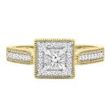 0.20 Carat (ctw) 10K Yellow Gold Round Diamond Ladies Vintage Bridal Engagement Ring 1/5 CT