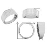 0.24 Carat (ctw) 10K White Gold Round White Diamond Men's Micro Pave Hip Hop Wedding Band 1/4 CT