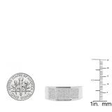 0.24 Carat (ctw) 10K White Gold Round White Diamond Men's Micro Pave Hip Hop Wedding Band 1/4 CT