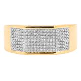 0.24 Carat (ctw) 10K Yellow Gold Round White Diamond Men's Micro Pave Hip Hop Wedding Band 1/4 CT