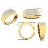 0.24 Carat (ctw) 10K Yellow Gold Round White Diamond Men's Micro Pave Hip Hop Wedding Band 1/4 CT