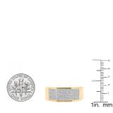 0.24 Carat (ctw) 10K Yellow Gold Round White Diamond Men's Micro Pave Hip Hop Wedding Band 1/4 CT