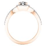 0.95 Carat (ctw) 10K Rose Gold Round Diamond Bridal Swirl Split Shank Engagement Ring Set 1 CT