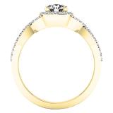 0.95 Carat (ctw) 10K Yellow Gold Round Diamond Bridal Swirl Split Shank Engagement Ring Set 1 CT
