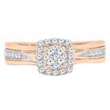 0.33 Carat (ctw) 14K Rose Gold Round Cut Diamond Bridal Halo Style Cluster Engagement Ring 1/3 CT