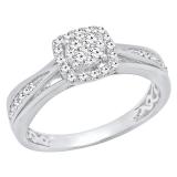 0.33 Carat (ctw) 14K White Gold Round Cut Diamond Bridal Halo Style Cluster Engagement Ring 1/3 CT