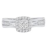 0.33 Carat (ctw) 14K White Gold Round Cut Diamond Bridal Halo Style Cluster Engagement Ring 1/3 CT
