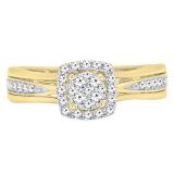 0.33 Carat (ctw) 14K Yellow Gold Round Cut Diamond Bridal Halo Style Cluster Engagement Ring 1/3 CT