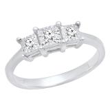 0.15 Carat (ctw) 14K White Gold Round Diamond Ladies Bridal 3 Stone Engagement Ring