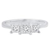 0.15 Carat (ctw) 14K White Gold Round Diamond Ladies Bridal 3 Stone Engagement Ring