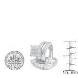 0.25 Carat (ctw) Sterling Silver Round Diamond Men's & Women's Micro Pave Ring Trio Set 1/4 CT
