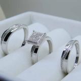 0.25 Carat (ctw) Sterling Silver Round Diamond Men's & Women's Micro Pave Ring Trio Set 1/4 CT