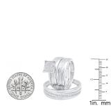0.30 Carat (ctw) Sterling Silver Round Diamond Men's & Women's Engagement Ring Trio Set 1/3 CT