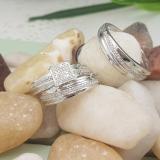 0.30 Carat (ctw) Sterling Silver Round Diamond Men's & Women's Engagement Ring Trio Set 1/3 CT