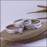 0.25 Carat (ctw) Sterling Silver Round Diamond Men's & Women's Engagement Ring Trio Set 1/4 CT