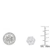 0.15 Carat (ctw) Sterling Silver Round Cut White Diamond Ladies Cluster Flower Stud Earrings