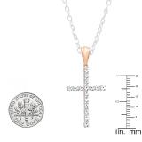 1.00 Carat (ctw) 10K Rose Gold Round Diamond Ladies Cross Pendant 1 CT (Silver Chain Included)