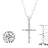 1.00 Carat (ctw) 10K White Gold Round Diamond Ladies Cross Pendant 1 CT (Silver Chain Included)