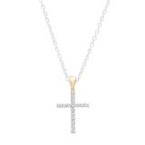 1.00 Carat (ctw) 10K Yellow Gold Round Diamond Ladies Cross Pendant 1 CT (Silver Chain Included)