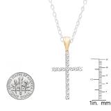 1.00 Carat (ctw) 10K Yellow Gold Round Diamond Ladies Cross Pendant 1 CT (Silver Chain Included)