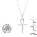 1.00 Carat (ctw) 10K White Gold Round Diamond Ankh Cross Pendant 1 CT (Silver Chain Included)