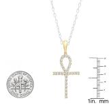 1.00 Carat (ctw) 10K Yellow Gold Round Diamond Ankh Cross Pendant 1 CT (Silver Chain Included)