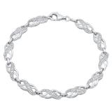 0.25 Carat (ctw) Sterling Silver Round White Diamond Ladies Infinity Tennis Link Bracelet 1/4 CT