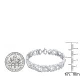 0.05 Carat (ctw) Sterling Silver Round White Diamond Ladies Infinity Tennis Link Bracelet