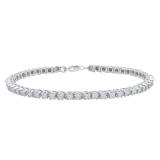 0.10 Carat (ctw) Sterling Silver Round Cut White Diamond Ladies Tennis Bracelet 1/10 CT