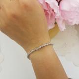 0.10 Carat (ctw) Sterling Silver Round Cut White Diamond Ladies Tennis Bracelet 1/10 CT