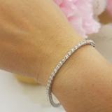 0.10 Carat (ctw) Sterling Silver Round Cut White Diamond Ladies Tennis Bracelet 1/10 CT