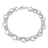 0.25 Carat (ctw) Sterling Silver Round White Diamond Ladies Infinity Tennis Link Bracelet 1/4 CT
