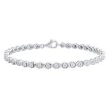0.10 Carat (ctw) Sterling Silver Round Cut White Diamond Ladies X Shape Tennis Bracelet 1/10 CT