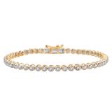 1.00 Carat (ctw) 10K Yellow Gold Round Cut White Diamond Ladies Tennis Bracelet 1 CT