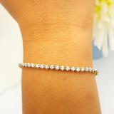1.00 Carat (ctw) 10K Yellow Gold Round Cut White Diamond Ladies Tennis Bracelet 1 CT