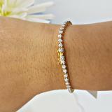 1.00 Carat (ctw) 10K Yellow Gold Round Cut White Diamond Ladies Tennis Bracelet 1 CT