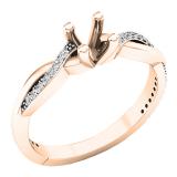 0.15 Carat (ctw) 18K Rose Gold Round Cut Diamond Bridal Semi Mount Engagement Ring