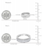 1.10 Carat Round White Diamond Micro Pave Trio Ring Set for Couple in 18K White Gold
