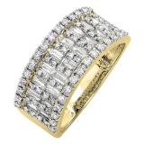0.98 Carat (ctw) 10K Yellow Gold Round & Baguette Cut Diamond Ladies Anniversary Wedding Band 1 CT