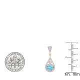 10K Rose Gold 5.5 MM Each Round Cut Blue Topaz & White Diamond Ladies Drop Earrings