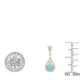 10K Yellow Gold 5.5 MM Each Round Cut Blue Topaz & White Diamond Ladies Drop Earrings